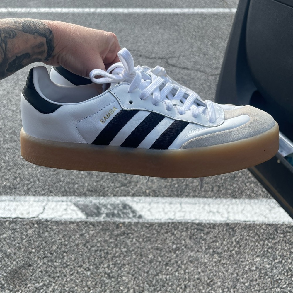 adidas Samba White and Black Athletic Shoes